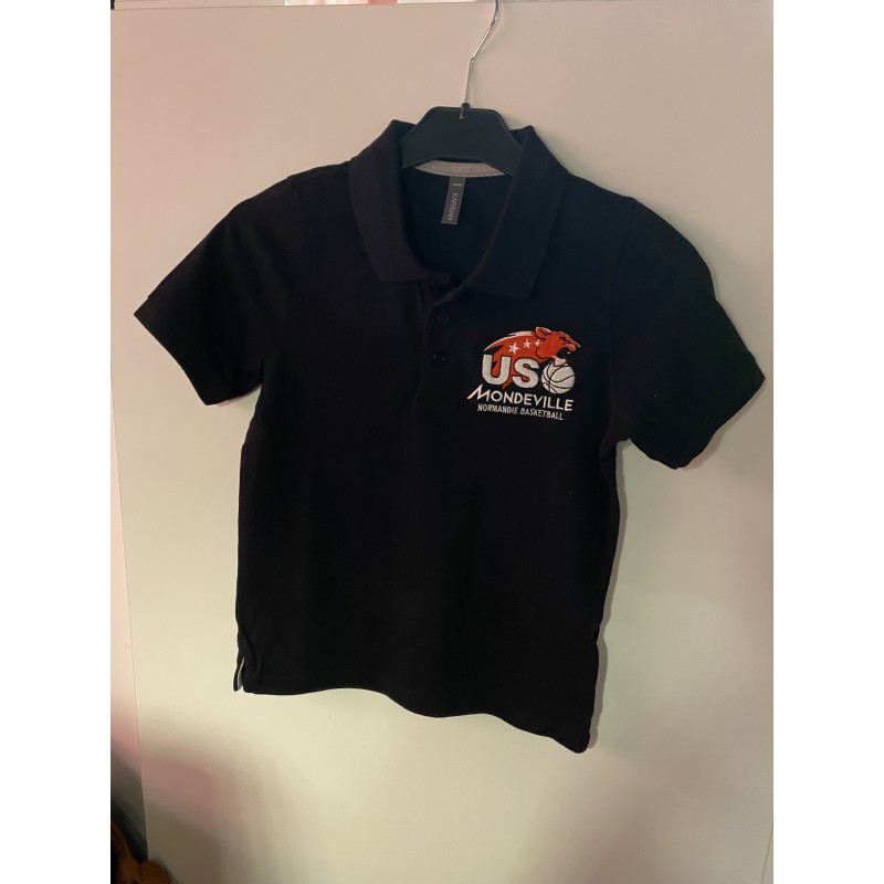 Polo Noir Broderie Coeur